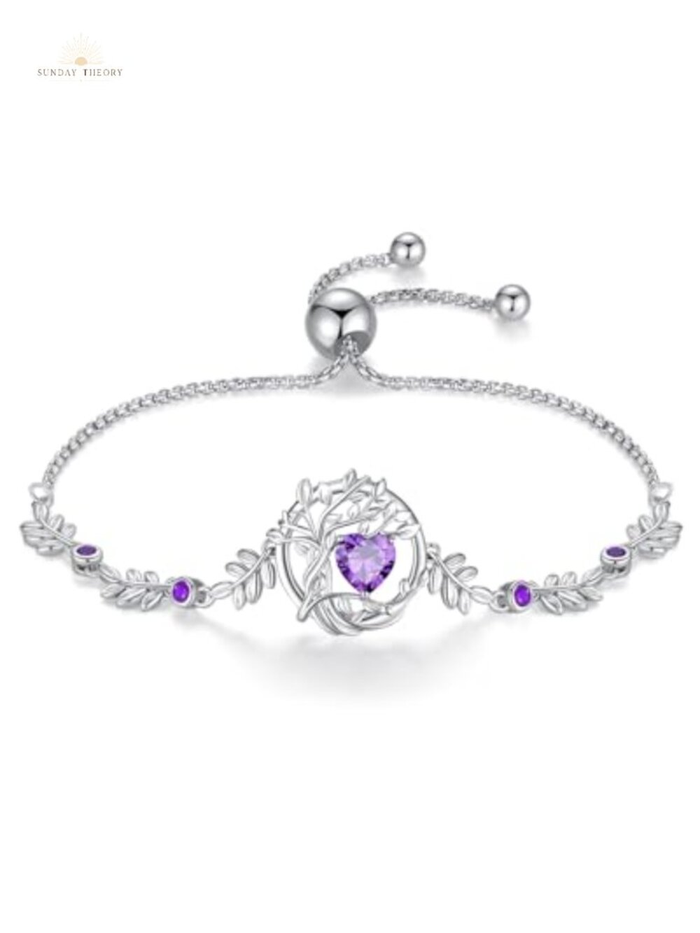 Sterling Silver Tree of Life Birthstone Pendant Bracelet